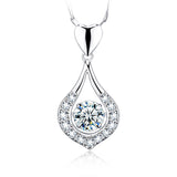 Collier en pierre de goutte d'eau de coeur scintillant