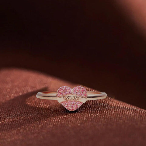 Bague Coeur d'Amour avec Zircone Rose