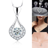 Collier en pierre de goutte d'eau de coeur scintillant