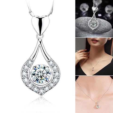 Collier en pierre de goutte d'eau de coeur scintillant