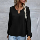 Chemise en mousseline de soie à manches longues de couleur unie