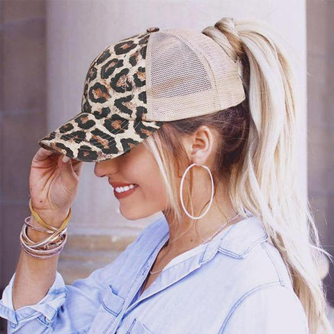 Nouvelle Casquette en Maille Croisée pour Cheveux en Queue de Cheval