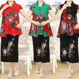 costume deux pièces en coton et lin pour personnes âgées