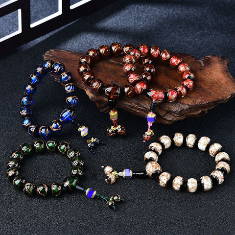 Bracelet Perles Glacées Gris Encens