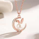 Collier de Perles de Lapin de Lune en Argent Sterling