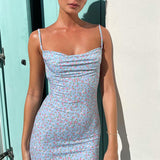 Robe longue dos nu sexy à fleurs pour femmes