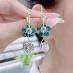 Boucles D'oreilles En Cristal De Fleur De Mode
