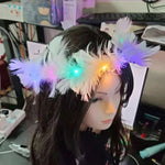 Couronne de plumes lumineuses à DEL douces pour filles