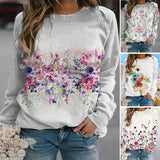 Sweat-shirt Fleuri à Col Rond