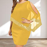 Robe à paillettes irrégulières de couleur unie