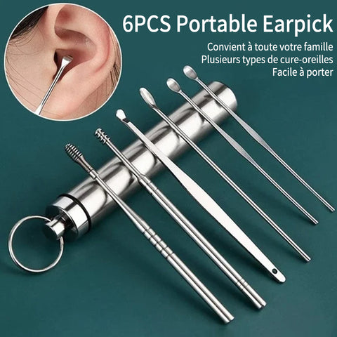 Ensemble d'outils de cueillette d'oreille en acier inoxydable