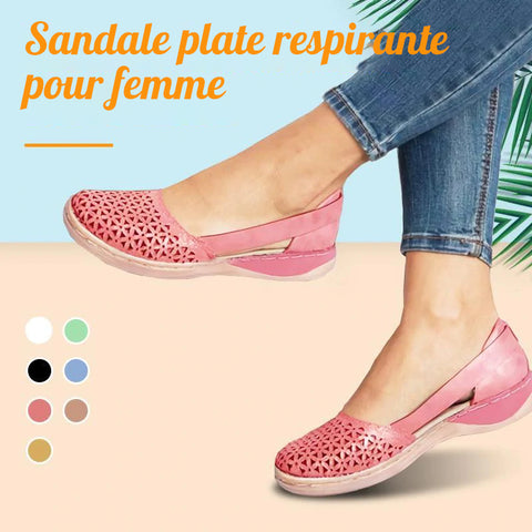 Sandale plate respirante à bout rond pour femme