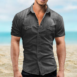 Chemises En Jean Á Manches Courtes