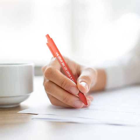 Stylos à bille Girl Power colorés doux au toucher (5 pièces)