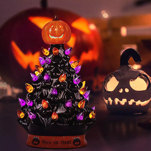 Sapin De Noël De Lumières Colorées D'Halloween