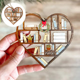 Ornement de bibliothèque coeur personnalisé