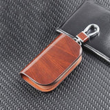 Porte-clés de voiture en cuir et grain de bois