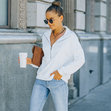 Sweat-shirt à col roulé de couleur unie