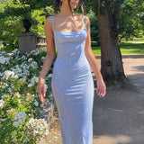 Robe longue dos nu sexy à fleurs pour femmes