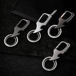 Ouvre-bouteille pendentif multifonctionnel porte-clés en métal à double anneau