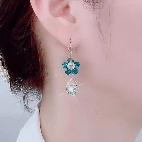 Boucles D'oreilles En Cristal De Fleur De Mode
