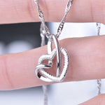 Collier Pendentif Double Coeur Givré