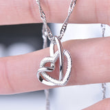 Collier Pendentif Double Coeur Givré