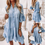 Robe en coton lavé uni