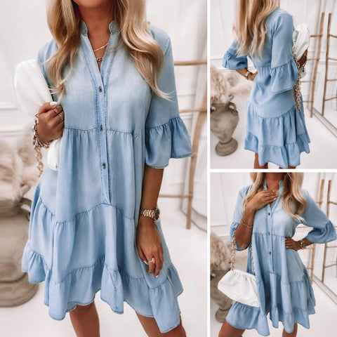 Robe en coton lavé uni