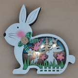 Décoration de Pâques lapin en bois avec lumière LED