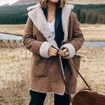 Veste en Peluche Épaisse à Revers