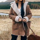 Veste en Peluche Épaisse à Revers