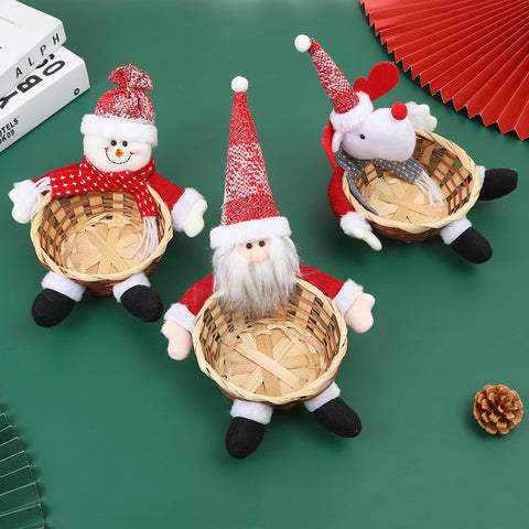 Figurine mignonne pour personnes âgées, panier à bonbons, pomme, ornement en bambou