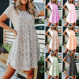 Robe col rond imprimé léopard