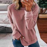 Sweat-shirt à Col Rond et Manches Longues de Couleur Unie