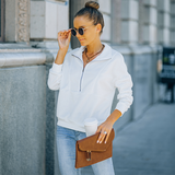 Sweat-shirt à col roulé de couleur unie