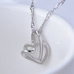 Collier Pendentif Double Coeur Givré