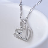 Collier Pendentif Double Coeur Givré