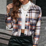 Veste vintage à revers à carreaux