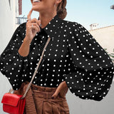 Chemise En Mousseline Á Pois Et Revers