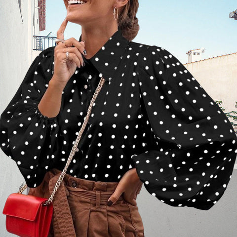 Chemise En Mousseline Á Pois Et Revers