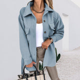 Manteaux En Laine Décontractés Á Col Fendu Pour Femmes