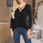 T-shirt femme en maille col V