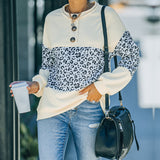 Chemise à col rond et manches longues contrastées