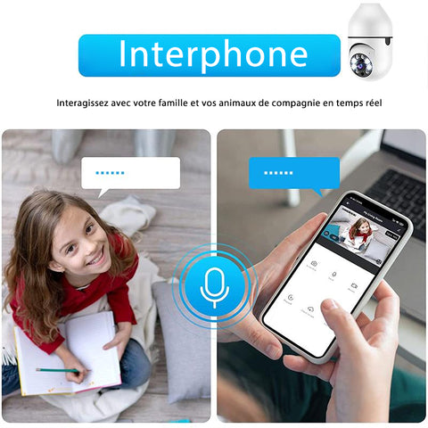 Caméra couleur Wi-Fi intelligente sans fil avec ampoule
