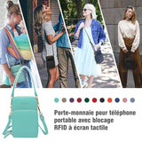 Porte-monnaie pour téléphone portable avec blocage RFID à écran tactile