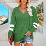 T-shirt Col V Manches Longues Femme Coupe Ample
