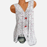 Débardeur d'été sans manches avec col en V et imprimé floral