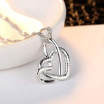 Collier Pendentif Double Coeur Givré