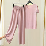 Pyjama D'été Deux Pièces En Soie Glacée